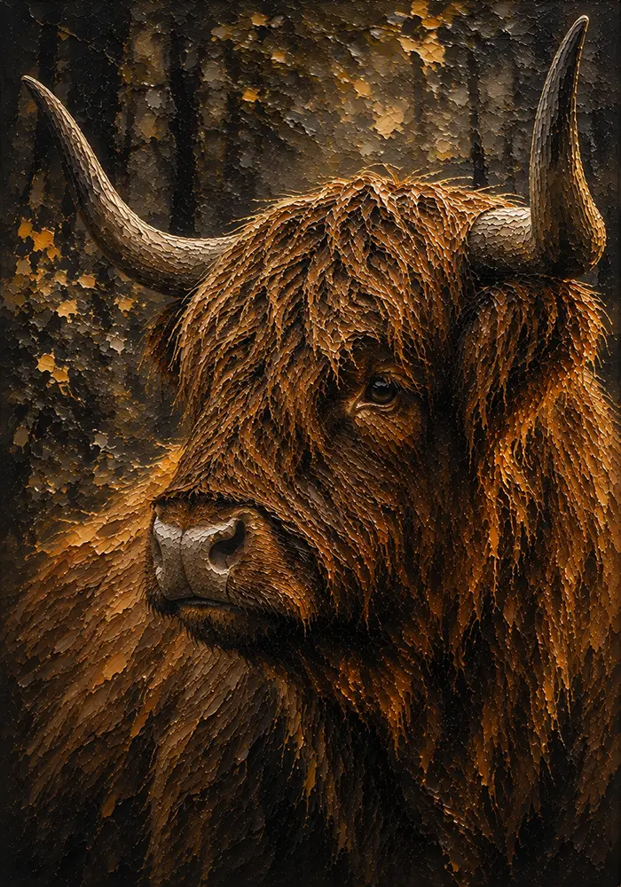 Ancient Velvet Highland Cow Print Espresso Gallery Art Print