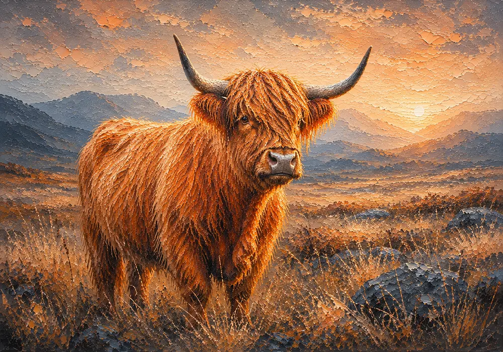 Apricot Majesty Highland Cow Canvas Wall Art Apricot Modern Art Print