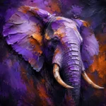 Mauve and copper abstract elephant artwork featuring a sculptural elephant head with flowing painted forms for elegant interiors