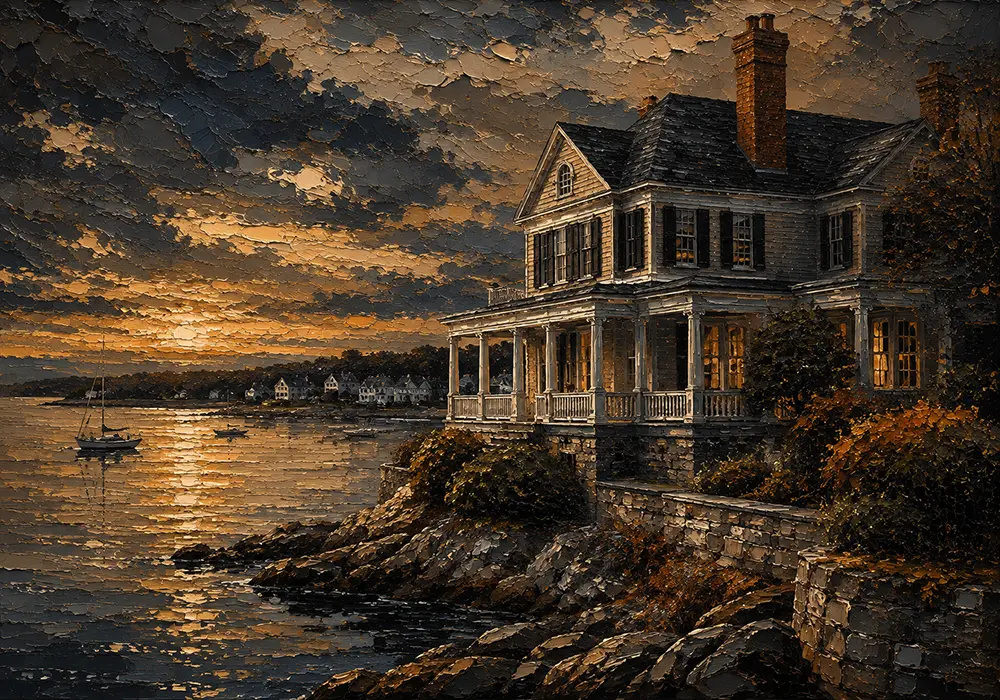 Harbor Residence Colonial Style Artwork Espresso Gallery Art Print