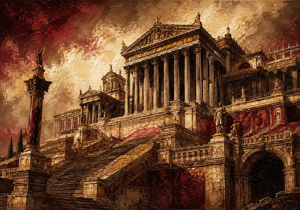 Capitol Archive Roman Architecture Prints Merlot & Antique Gold Art Print