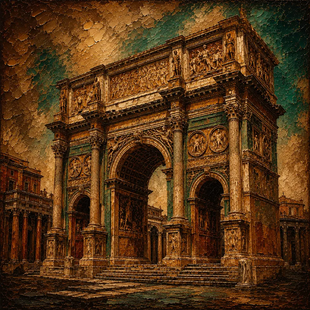 Antiquity Folio Old Architectural Prints Tobacco & Emerald Art Print