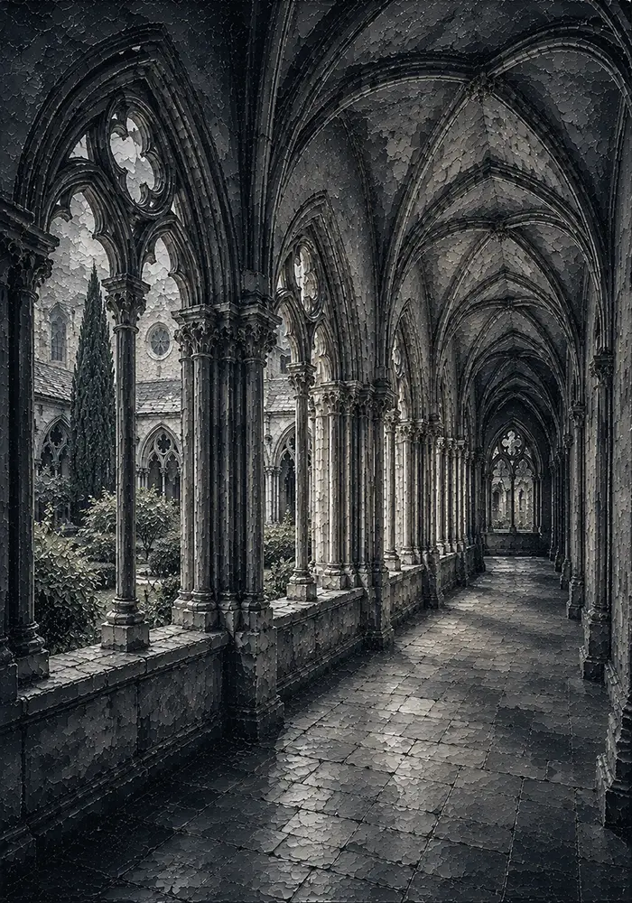 Abbey Archive Gothic Prints Graphite Museum Art Print