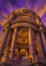 Mustard & Plum vintage architecture posters featuring a grand domed Parisian rotunda with Corinthian columns for elegant interiors