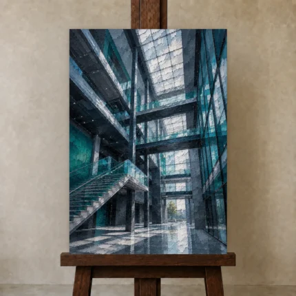 Premium Wall Art Dikey Html Edition – ARCHITECTURENW2086 displayed on a studio easel