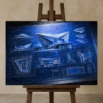 Premium Wall Art Yatay Html Edition – ARCHITECTURENW2100 displayed on a studio easel