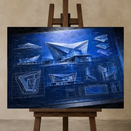 Premium Wall Art Yatay Html Edition – ARCHITECTURENW2100 displayed on a studio easel