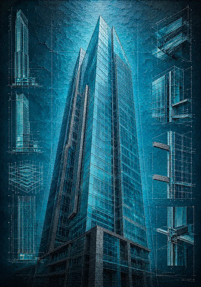 Cyan Vault Architecture Blueprint Posters Cyan & Graphite Art Print