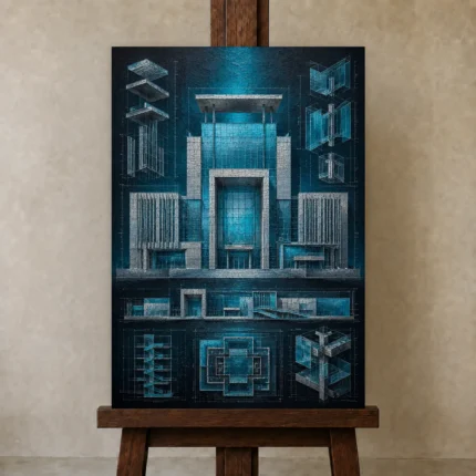 Premium Wall Art Dikey Html Edition – ARCHITECTURENW2104 displayed on a studio easel