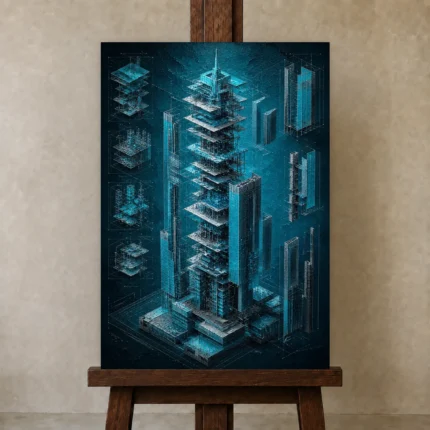 Premium Wall Art Dikey Html Edition – ARCHITECTURENW2105 displayed on a studio easel
