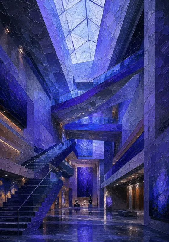Atrium Beacon Modern Architecture Wall Art Periwinkle Editorial Art Print