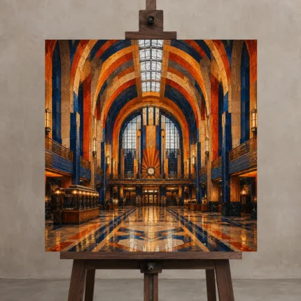 Premium Wall Art Kare Html Edition – ARCHITECTURENW2114 displayed on a studio easel