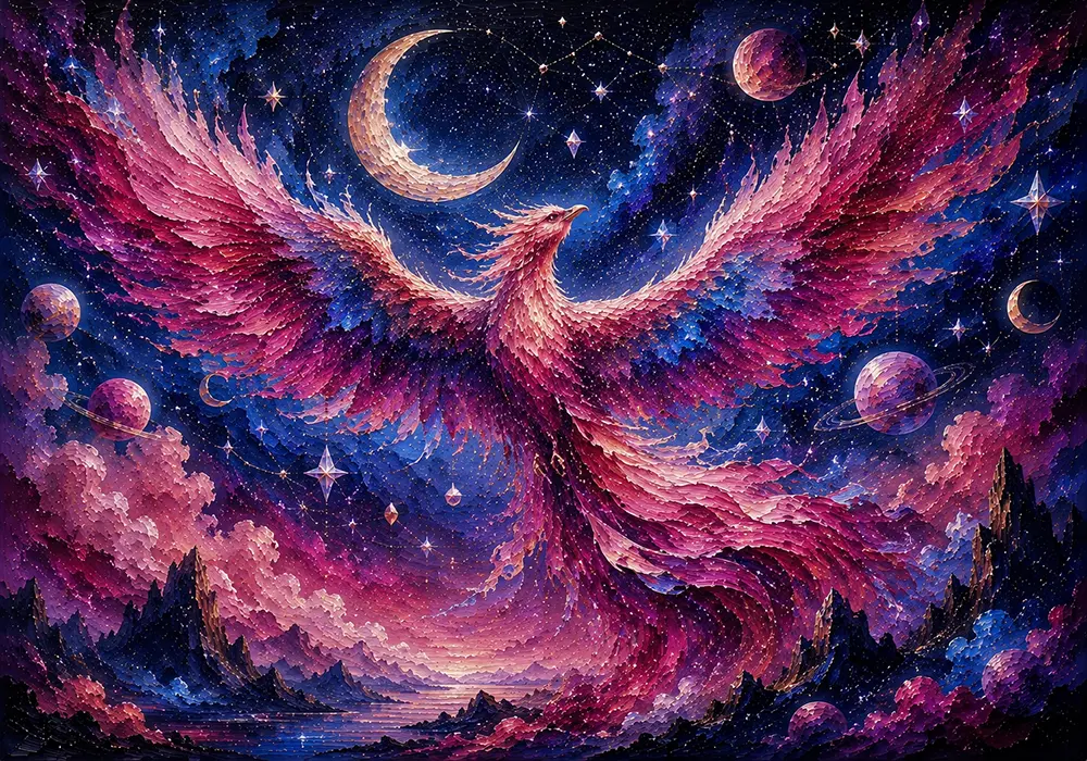 Crimson Cosmos astrology art prints Magenta & Cobalt Art Print
