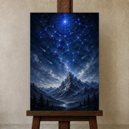 Premium Wall Art Dikey Html Edition – ASTROLOGYNW2043 displayed on a studio easel