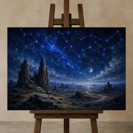 Premium Wall Art Yatay Html Edition – ASTROLOGYNW2047 displayed on a studio easel