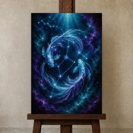 Premium Wall Art Dikey Html Edition – ASTROLOGYNW2061 displayed on a studio easel