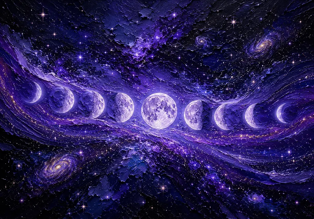 Astral Tapestry Moon Phase Art Print Dusty Lilac Gallery Art Print