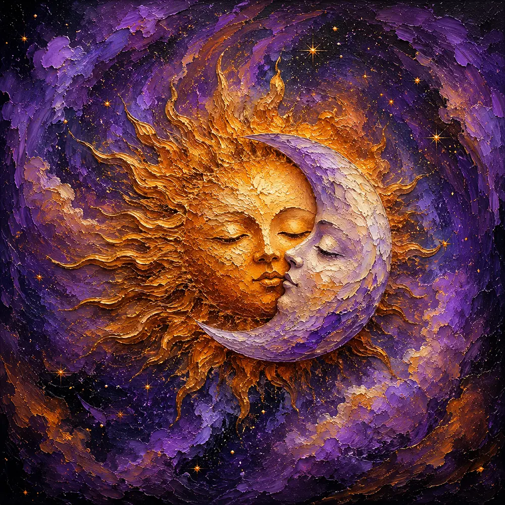 Eclipse Reverie Abstract Sun And Moon Art Mauve & Copper Art Print