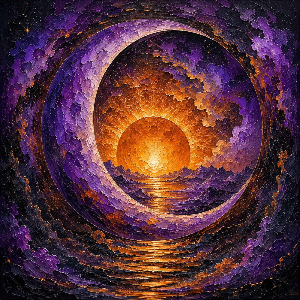 Cosmic Sanctuary Abstract Sun And Moon Art Mauve & Copper Art Print