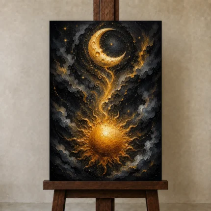 Premium Wall Art Dikey Html Edition – ASTROLOGYNW2134 displayed on a studio easel