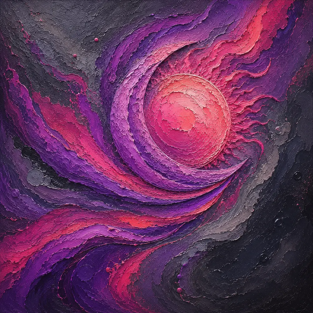 Astral Bloom Sun And Moon Abstract Art Plum & Rose Art Print