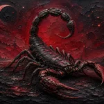Velvet merlot zodiac scorpio art featuring a detailed scorpion with celestial patterns and dramatic crimson tones for elegant interiors