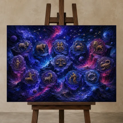 Premium Wall Art Yatay Html Edition – ASTROLOGYNW2155 displayed on a studio easel