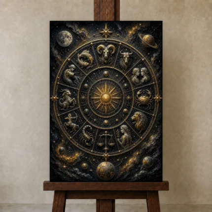 Premium Wall Art Dikey Html Edition – ASTROLOGYNW2179 displayed on a studio easel