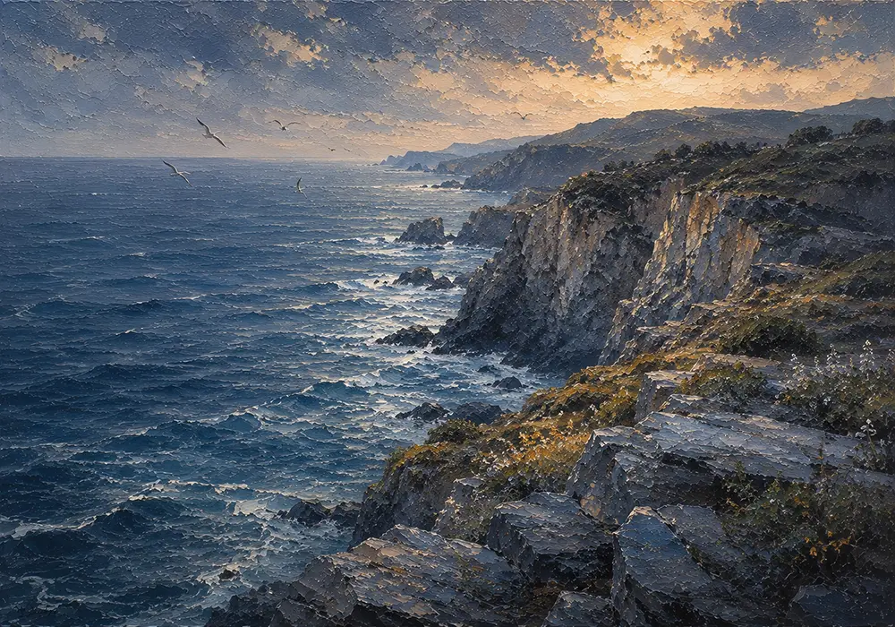 Azure Escape Beach Wall Art For Bedroom Dusty Blue Gallery Art Print