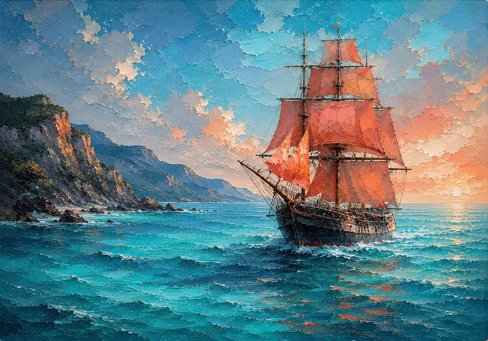 Coral Voyage Nautical Wall Art For Bedroom Turquoise & Coral Art Print