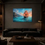 Premium Wall Art Yatay Html Edition – BEDROOMNW02055 shown in a warm modern interior