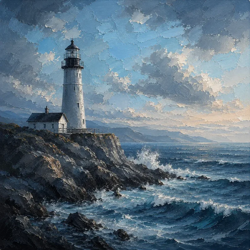 Harbor Mist Coastal Bedroom Art Storm Blue Contrast Art Print