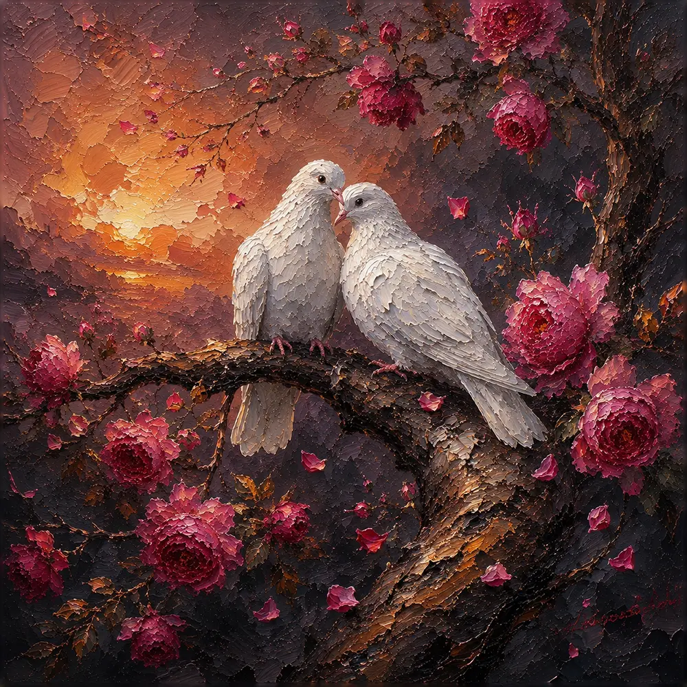 Crimson Devotion Romantic Love Wall Art Rose & Copper Art Print
