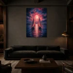Premium Wall Art Dikey Html Edition – BEDROOMNW02103 shown in a warm modern interior