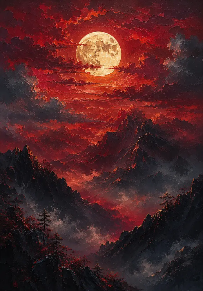 Crimson Eclipse Sensual Bedroom Wall Art Burgundy Library Art Print