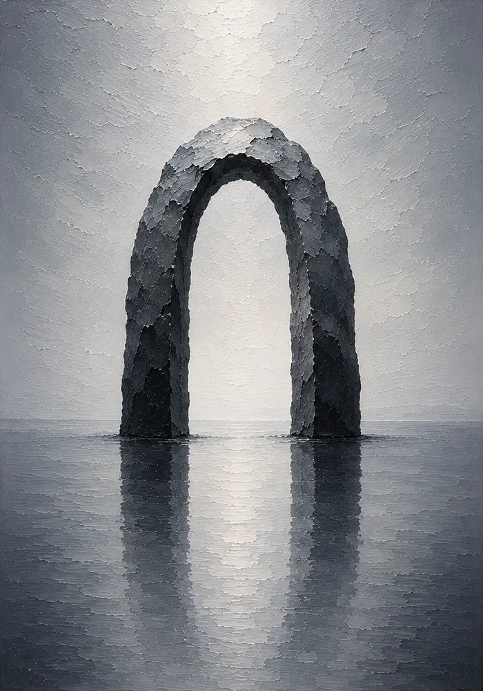 Floating Arch Minimalist Bedroom Wall Art Graphite Museum Art Print