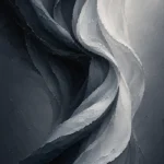 Graphite minimalist bedroom wall art featuring a flowing abstract sculptural form with layered folds and silver-gray highlights for elegant interiors