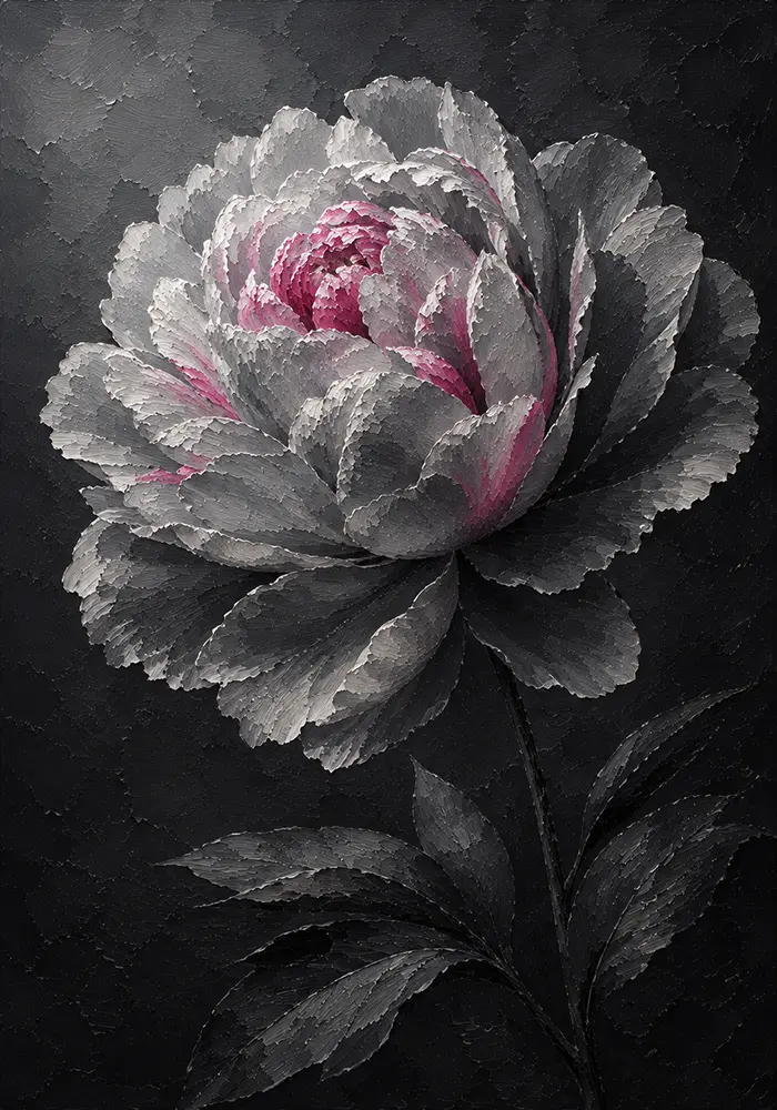 Crimson Bloom Black and White Wall Art for Bedroom Graphite & Rose Art Print