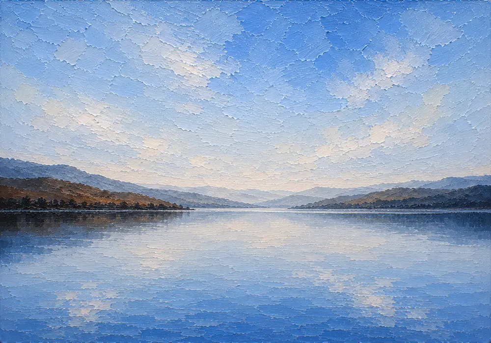 Azure Horizon Simple Bedroom Wall Art Powder Blue & Cocoa Art Print