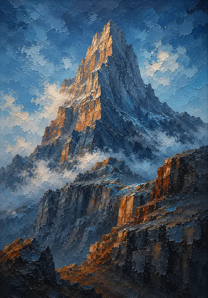 Granite Valor Wall Art for Mens Bedroom Sapphire & Copper Art Print