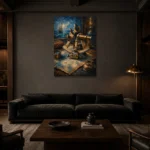 Premium Wall Art Dikey Html Edition – BEDROOMNW02164 shown in a warm modern interior