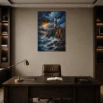 Premium Wall Art Dikey Html Edition – BEDROOMNW02165 displayed in a contemporary gallery-inspired room