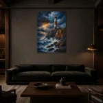Premium Wall Art Dikey Html Edition – BEDROOMNW02165 shown in a warm modern interior