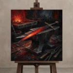 Premium Wall Art Kare Html Edition – BEDROOMNW02166 displayed on a studio easel