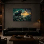 Premium Wall Art Yatay Html Edition – BEDROOMNW02169 shown in a warm modern interior