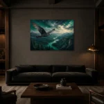 Premium Wall Art Yatay Html Edition – BEDROOMNW02171 shown in a warm modern interior