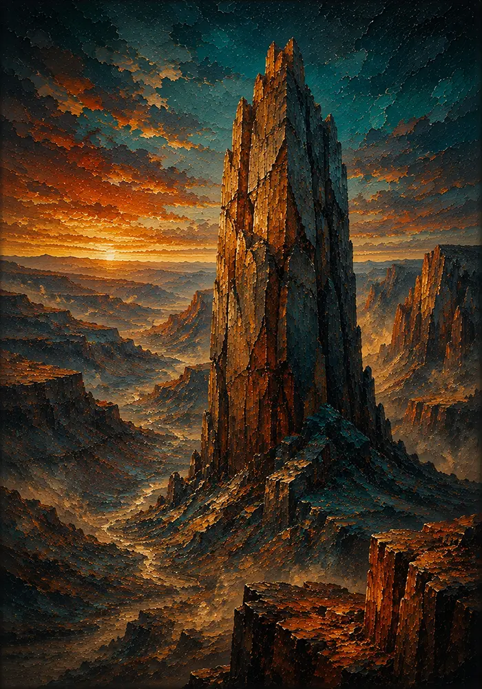 Copper Monolith Masculine Art For Bedroom Petrol & Rust Art Print