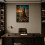 Premium Wall Art Dikey Html Edition – BEDROOMNW02174 displayed in a contemporary gallery-inspired room