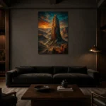 Premium Wall Art Dikey Html Edition – BEDROOMNW02174 shown in a warm modern interior