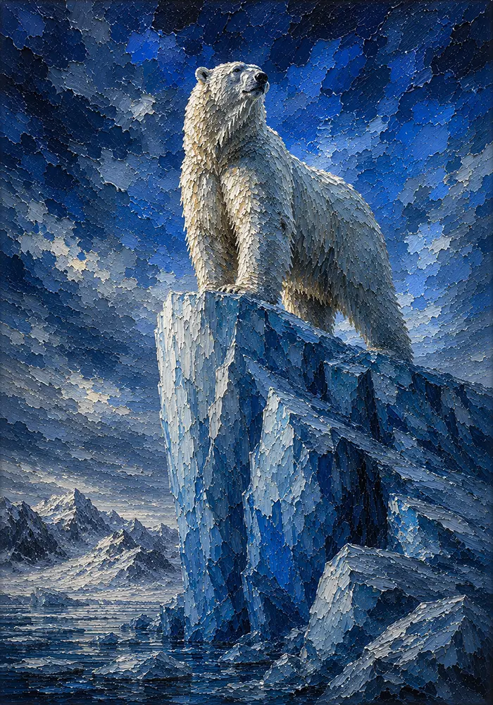 Arctic Sovereign Male Bedroom Artwork Midnight Navy Luxe Art Print